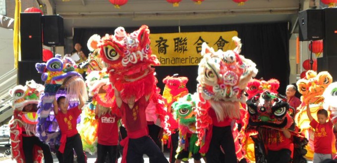 Photo of lion dance at Mid-Autumn Festival in Philadelphia Chinatown